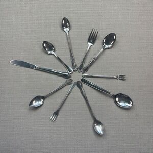 10 Vintage Assorted Stainless Flatware Silverware Lot Floral Ornate Spoons Forks